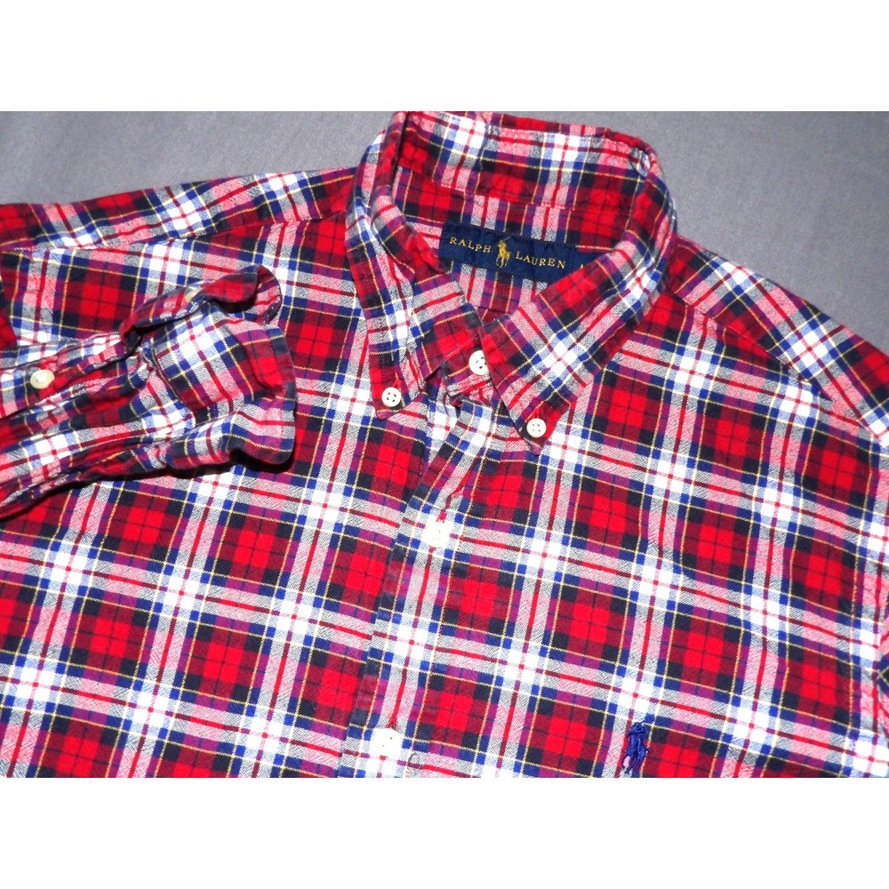 Polo Ralph Lauren Long Sleeved Plaid Casual Button Up Shirt Men's Medium